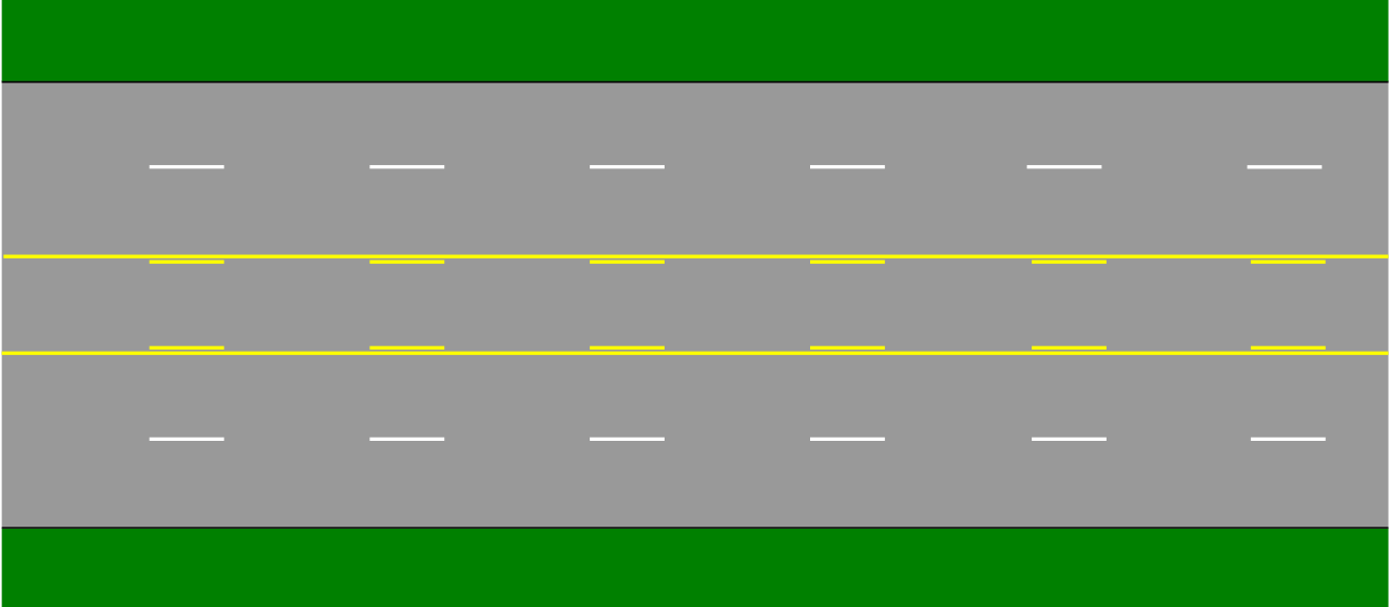 A typical 5-lane street with a center turn lane